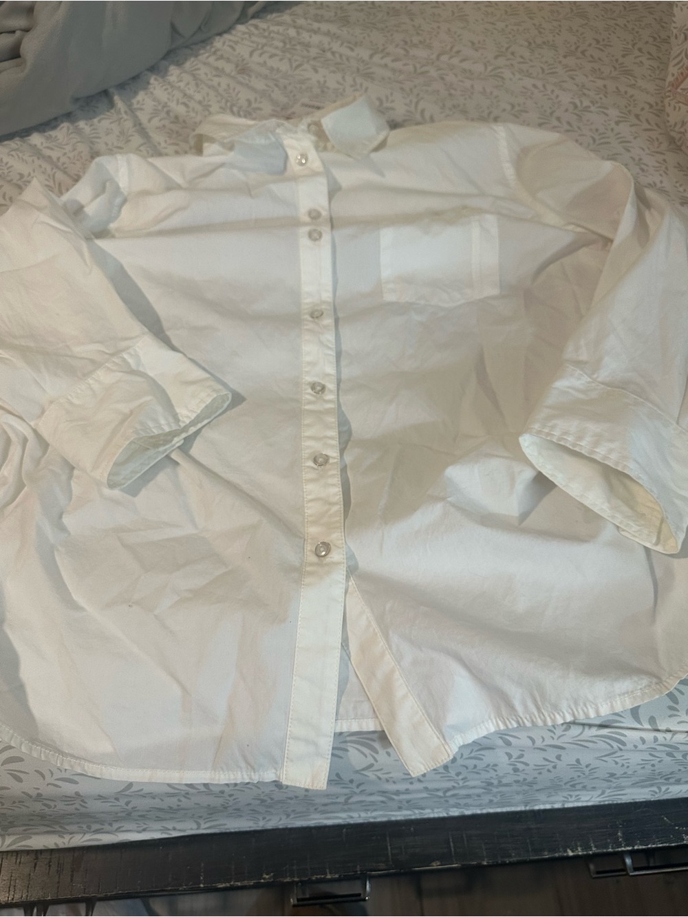 NWT Free People Ladies White Long-Sleeve Shirt with Chest Pocket